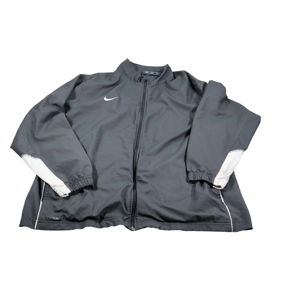 Nike Dri-FIT Jacket Mens 2XL Gray Track Full Zip Lightweight Athletic Running
